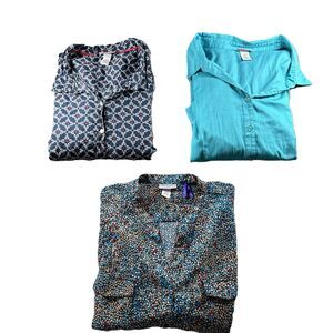 Catherines Women Lot Button Front Shirts Roll Tab Sleeve Print Solid 4X C137